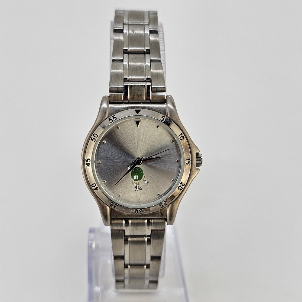 M&M Promotional Women's Watch 28MM Gray Dial Gray Bracelet Band 7" NEW Battery